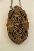 VICTORIAN BRASS DANCE CARD HOLDER WITH CHAIN
