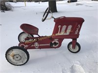 RED AJAX PEDAL TRACTOR - 1950'S VINTAGE