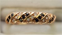 9K GOLD SAPPHIRE AND DIAMOND RING