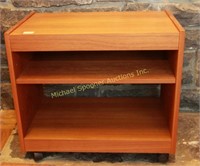 TEAK OPEN ENTERTAINMENT STAND WITH SHELF