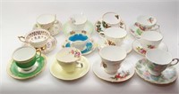 TWELVE ASSORTED ENGLISH CUPS AND SAUCERS