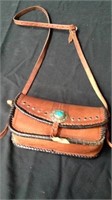 Nice leather purse with turquoise gem