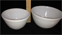 Pair of vintage Pyrex white glass bowls