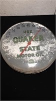 Vintage 12" round metal quaker state motor oil