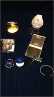 Group of vintage metal compacts and copper?
