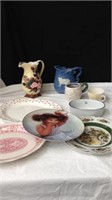 Collectible plates with the decorative pitchers &