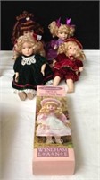 Five porcelain collectible dolls some musical
