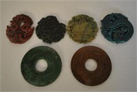 6 Antique Asian Carved Pendants.