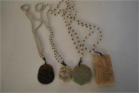 4 Antique Asian Necklaces with Pendants