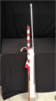 Flag, shower rod, vinyl wall covering, cane