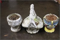 3 Concrete Flower Pots/Planters