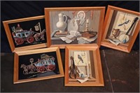 4 Original Paintings & Frames (2 Velvet)