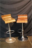 2 Vintage/Retro Wood Seated Bar Stools