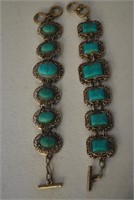 2 Antique Blue Stone Asian Bracelets