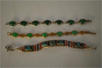 2 Antique Asian Bracelets, 1 Tibetan Bracelet