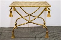 Hollywood Regency Gilt-Painted Metal Vanity Bench