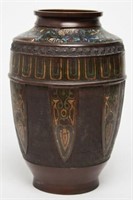 Japanese Champleve Enamel Bronze Vase