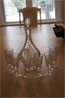 Pinwheel Crystal Decanter & 8 Glasses