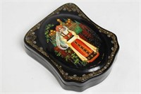 Russian Hand-Painted Lacquer Box, "Bread & Salt"