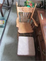 Cute carved child's rocker and stool