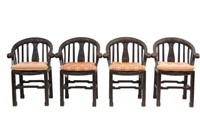 Four Chinese Horseshoe back carved chairs