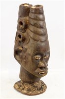 Equatorial African leather over wood sculptural