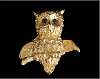 14 kt Pin Owl w sapphire eyes