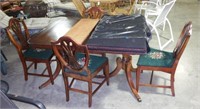 Mahogany Dining table with (4) Sheildback