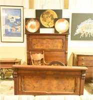 Victorian era Walnut and Burl double bed