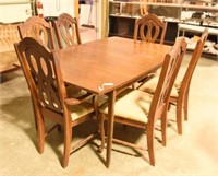 Fruitwood dining table and (6) chairs