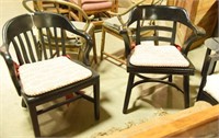 Pair of black lacquer side chairs