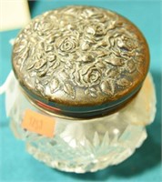 Sterling top cut crystal dresser jar