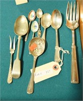 Tray of miscellaneous sterling silver spoons,