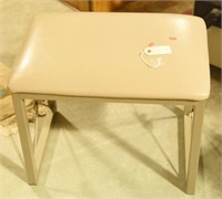 Pleather top vanity stool with decorative wire