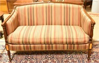 Sheraton style designer upholstered settee