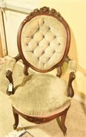Victorian highly carved and tufted upholstered