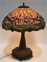 PAIR OF TIFFANY STYLE BRONZE FINISH DOME LAMPS