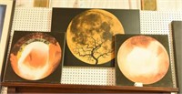 (3) spray canvases of moon