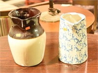 Antique spongeware pitcher and antique