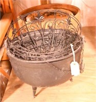 (4) Wire hanging flower baskets, cast iron 5