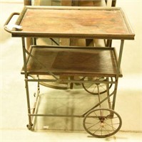 Primitive style two tier cart with metal