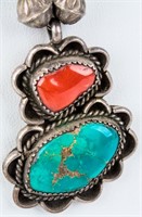 Jewelry Sterling Silver Turquoise & Coral Necklace