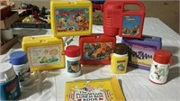 5 lunch boxes with matching thermos and 5