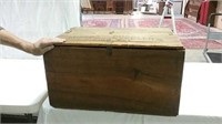 Wood box with lid and advertising