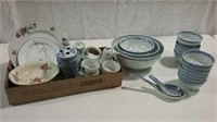 2 boxes blue and white, made in China, bowls, tea