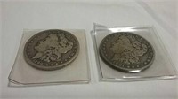2 Morgan silver dollars 1881 and 1890