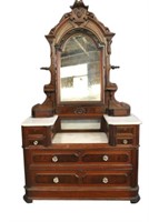 Large Antique Victorian Era Dresser 89" H