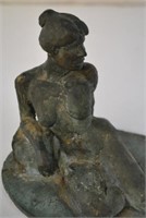 Antique Nude Maiden Bronze Sculpture