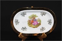 L. Parbus Bravaia Victorian Large Gold Rim Platter
