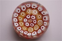 Murano Millefiori Faceted Colorful Paper Weight